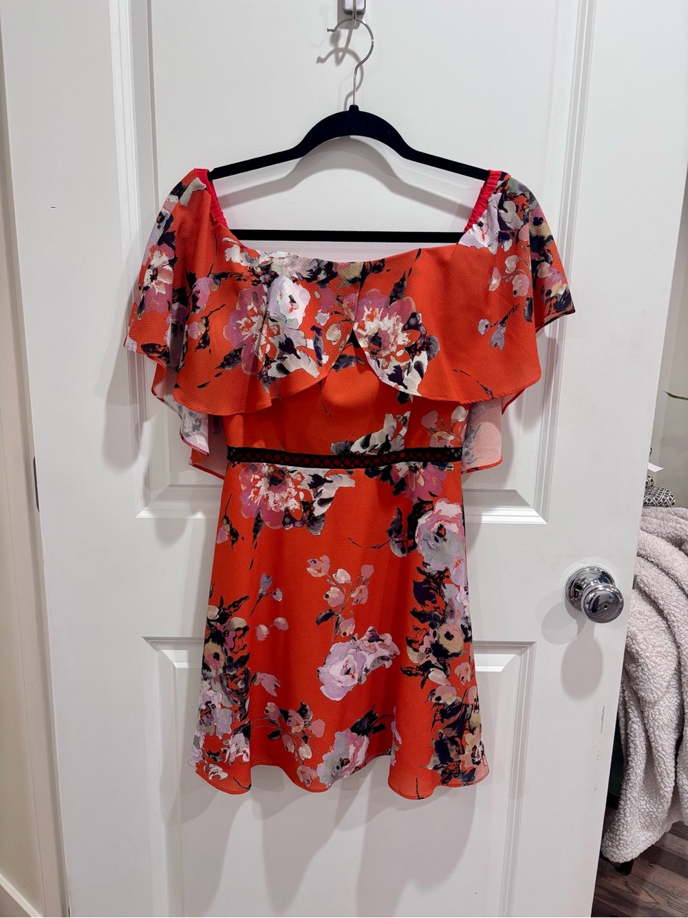 ABS Allen Schwartz Coral Floral Off-Shoulder Mini Dress